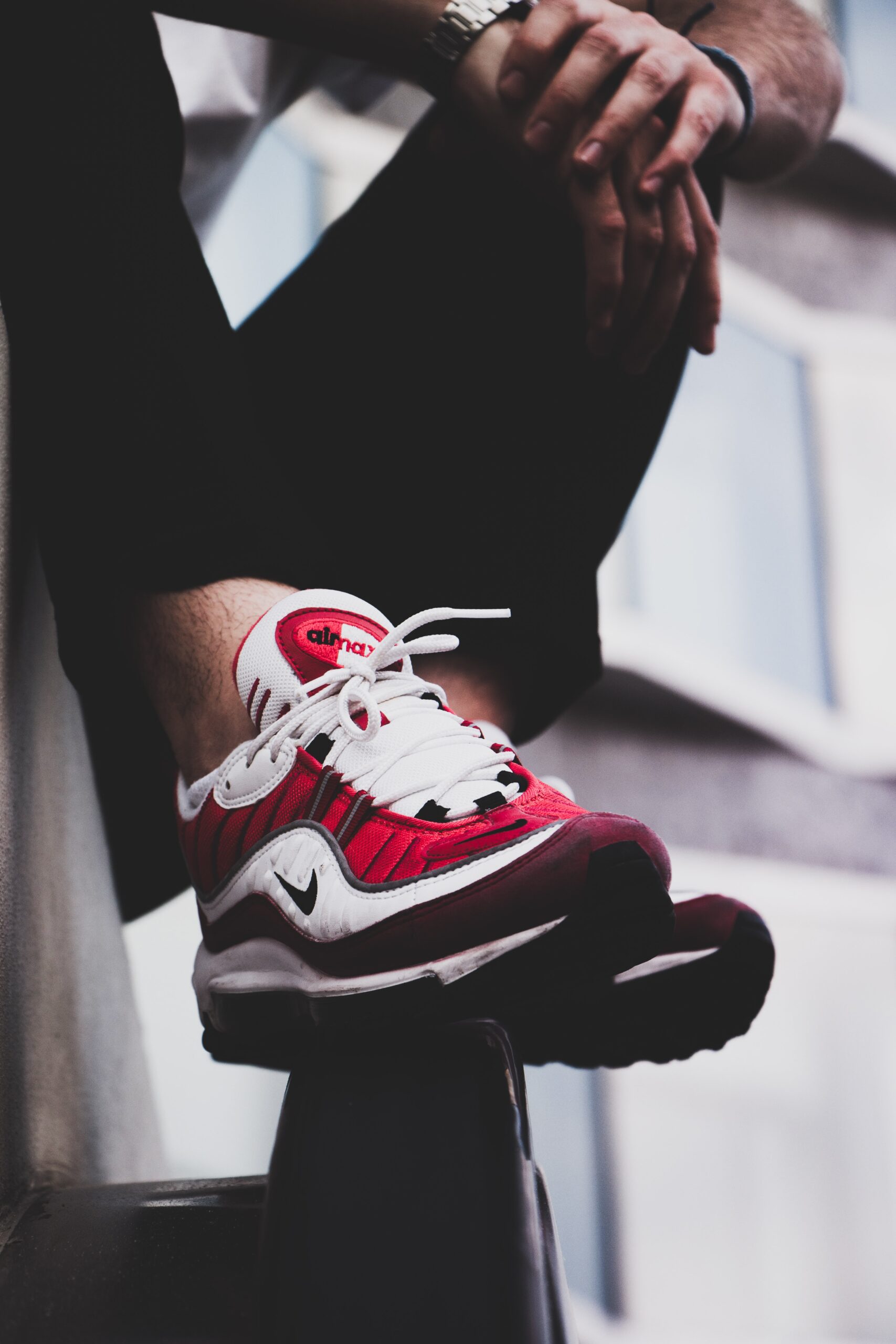 red-and-white Nike Air Max shoes